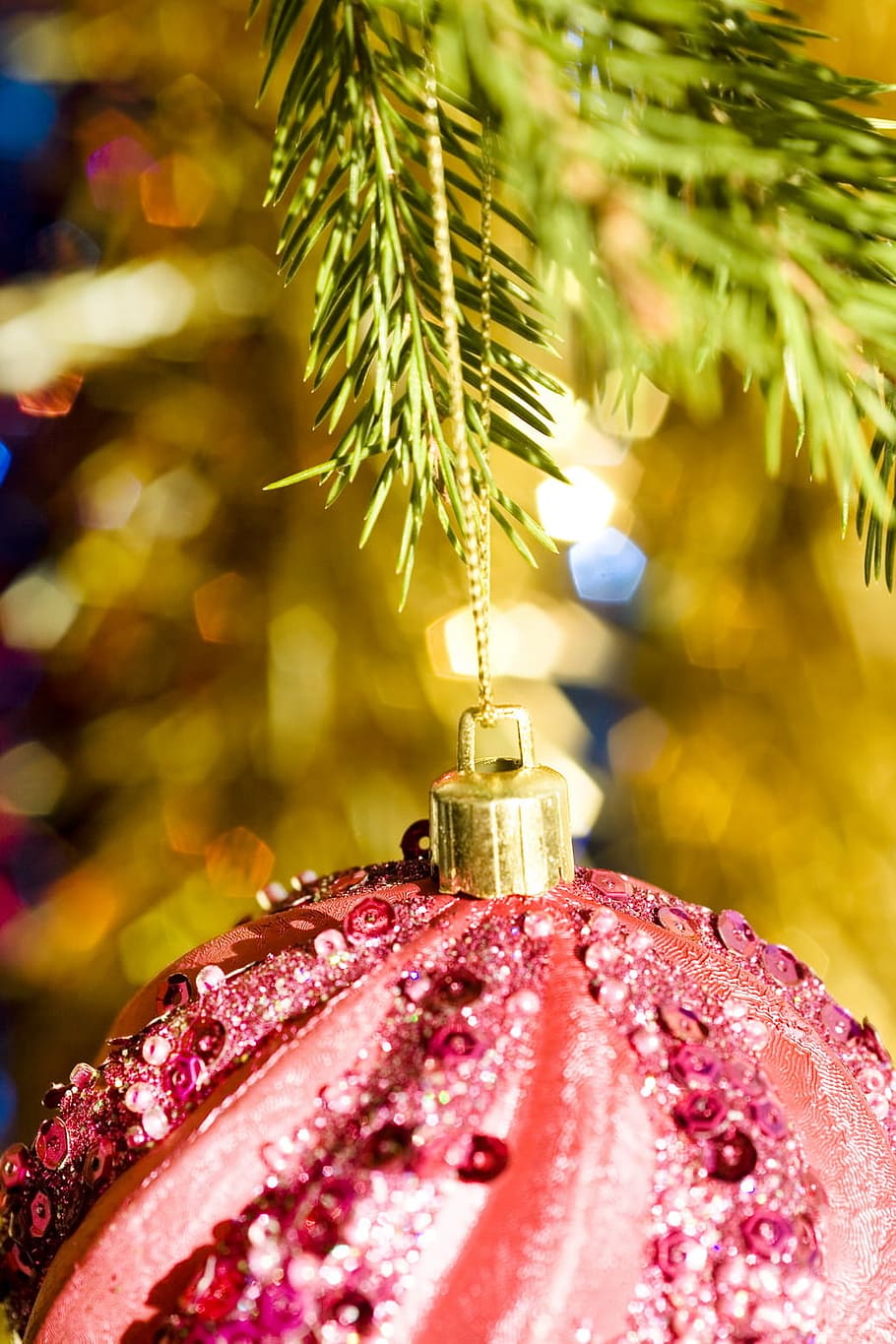 ball, bauble, branch, bright, christmas, christmas-tree, conifer HD wallpaper