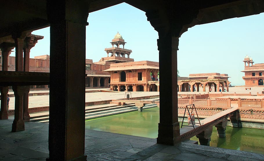 india, fahtepur-sikri, palace, maharajah, red sandstone, monument, HD wallpaper