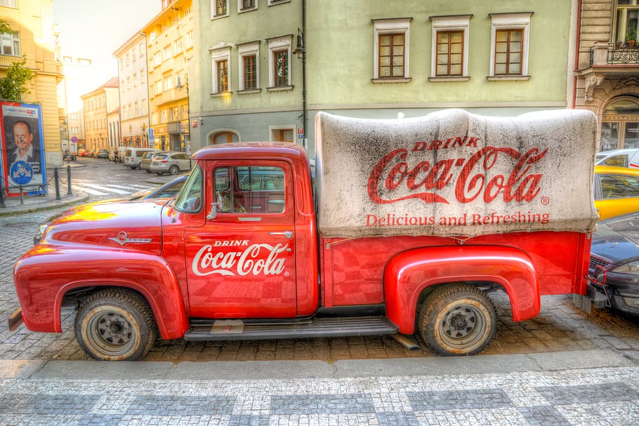 coca cola, truck, old, auto, vehicle, delivery, hauling, classic