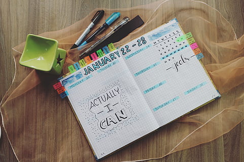 Photo of Planner and Writing Materials, calendar, composition HD wallpaper