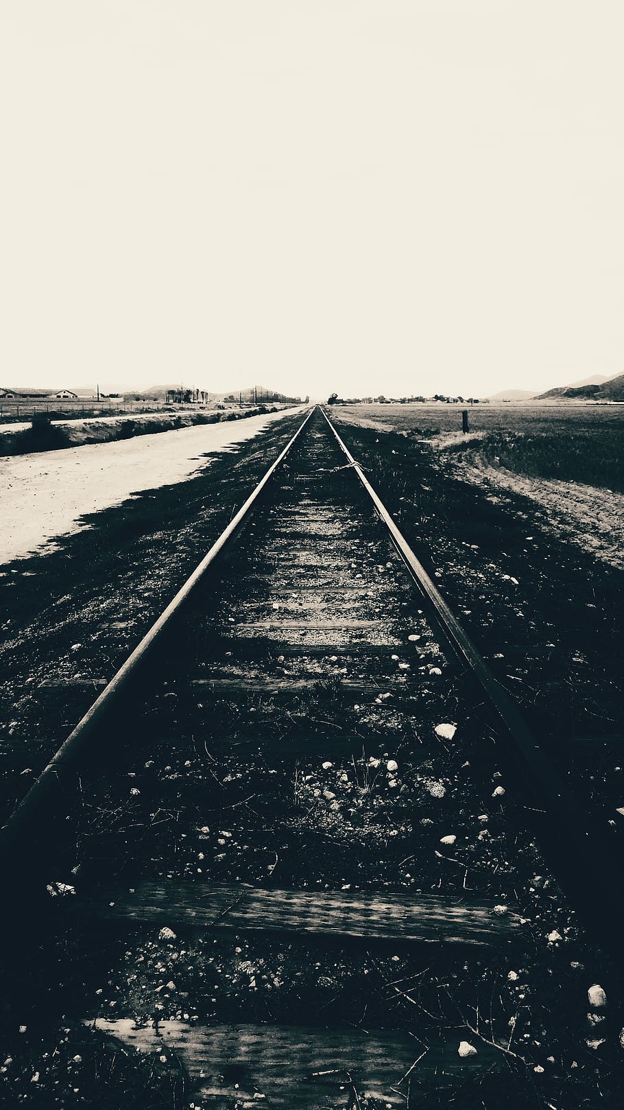 sky, track, transportation, the way forward, direction, railroad track HD wallpaper