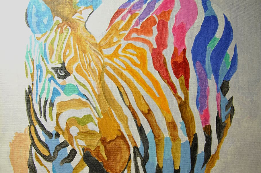zebra, paint, color, multicolored, horse, animal, portrait HD wallpaper