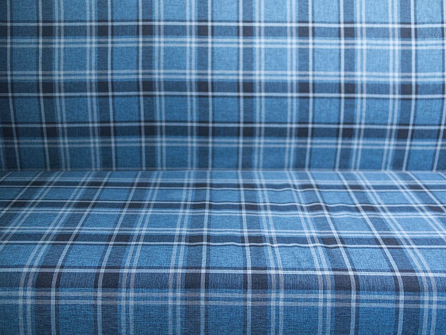 textile, tartan, pattern, blue, wool, seating, sofa, office HD wallpaper