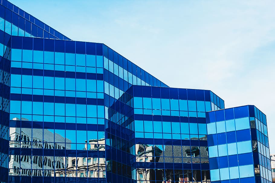 united states, milwaukee, building, pattern, steps, reflect HD wallpaper