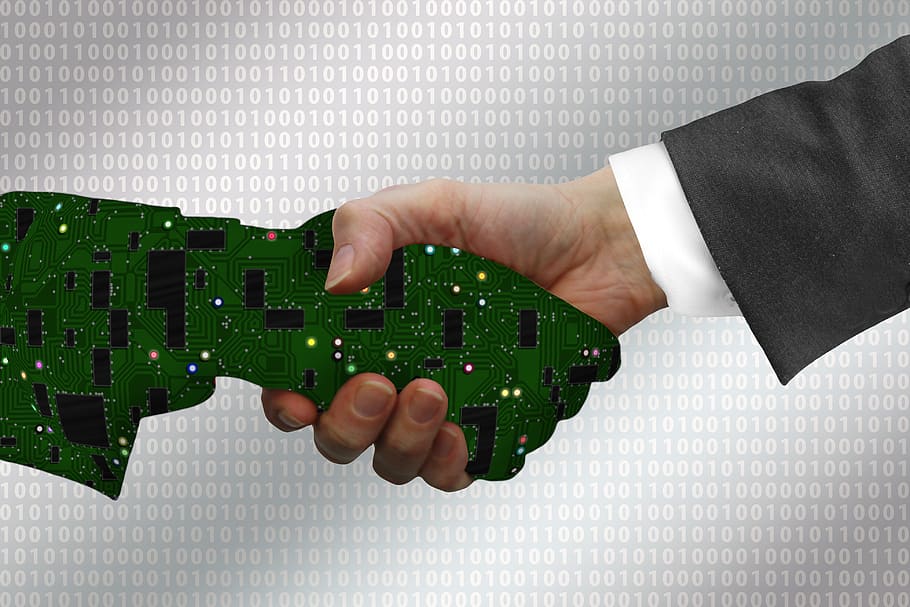 digitization, handshake, shaking hands, industry, industry 4 HD wallpaper
