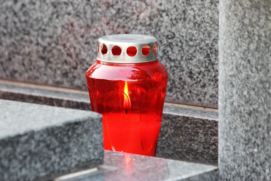 red candle, lantern, flame, grave, cemetery, condolence, remembering HD wallpaper