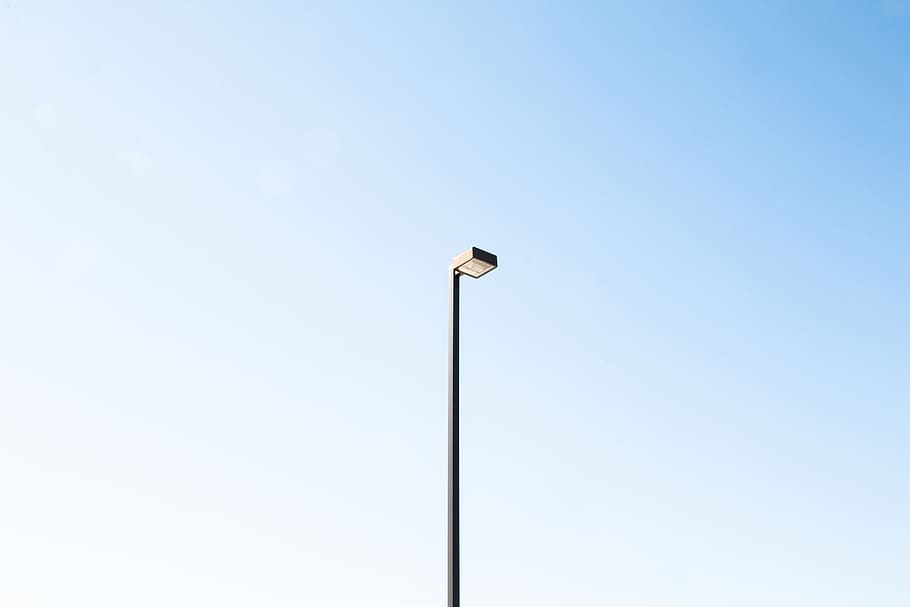 black street post, street light, low angle view, lighting equipment HD wallpaper