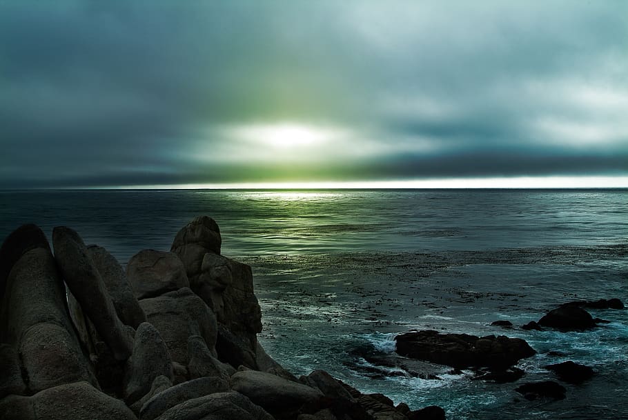 carmel, sunset, blue, sea, ocean, sky, water, scenics - nature, HD wallpaper