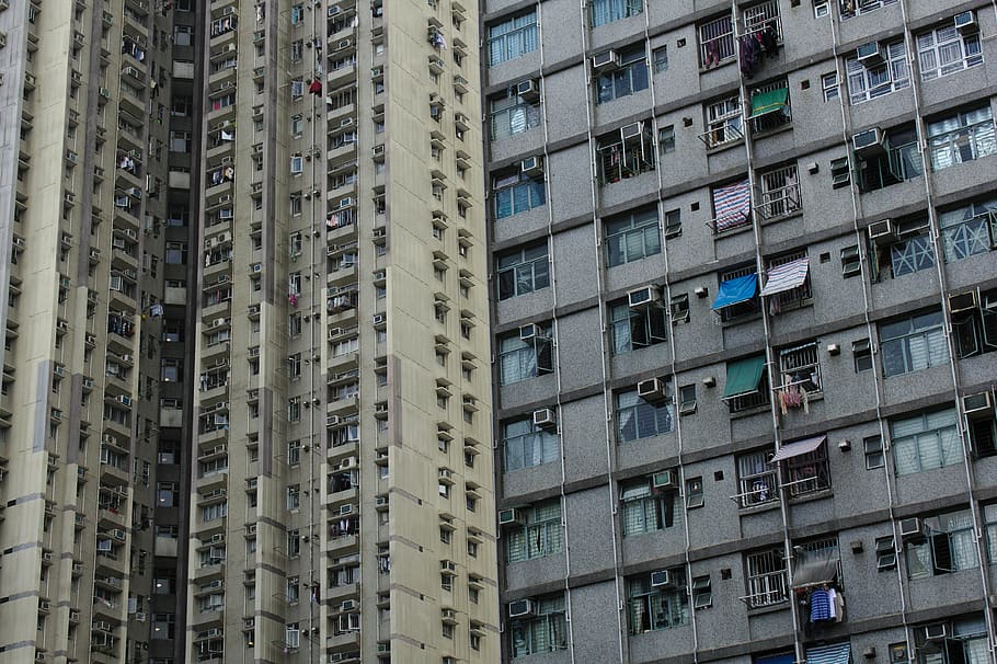 grey concrete high-rise building, town, high rise, urban, city, HD wallpaper
