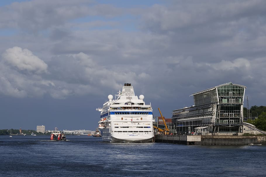 clouds, ship, sky, water, vacations, travel, morning, cruise ship HD wallpaper