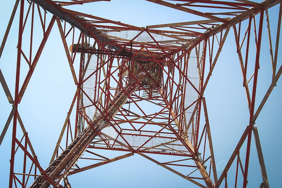 greece, corfu, tower, bar, metal, sky, connection, low angle view HD wallpaper