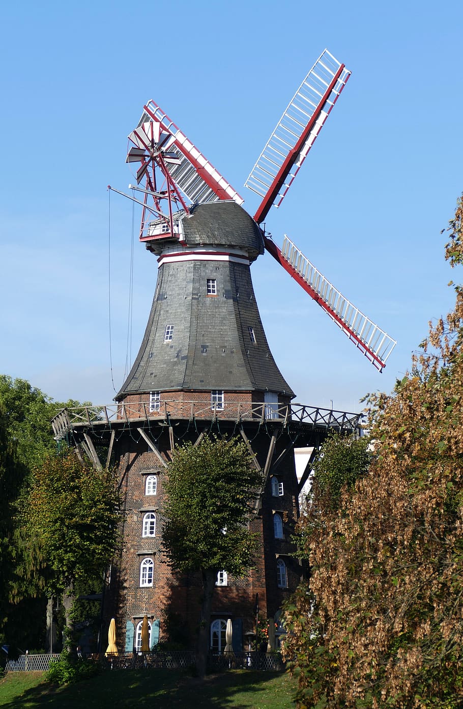 bremen, windmill, wall windmill, mill wing, park, historic center HD wallpaper