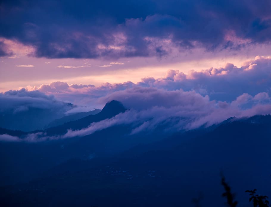 Aerial Photography of Mountain, clouds, cloudy, daylight, fog HD wallpaper