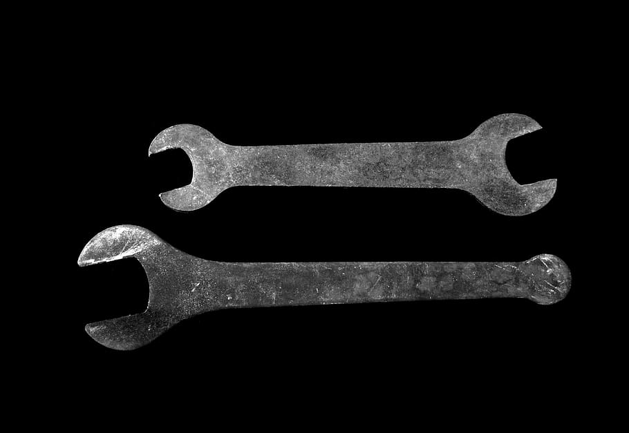 wrench, wrenches, tools, black and white, b and w, studio shot, HD wallpaper