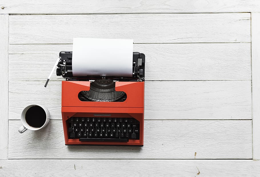 Red and Black Typewriter, analog, Analogue, beverage, caffeine HD wallpaper