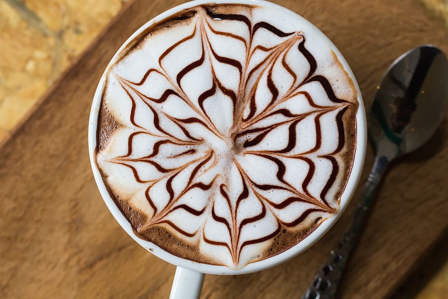 White Mug Near Spoon, beverage, caffeine, cappuccino, coffee HD wallpaper