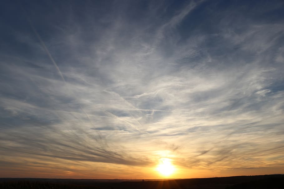 sunset, nature, sky, evening, clouds, sunlight, color, dusk HD wallpaper
