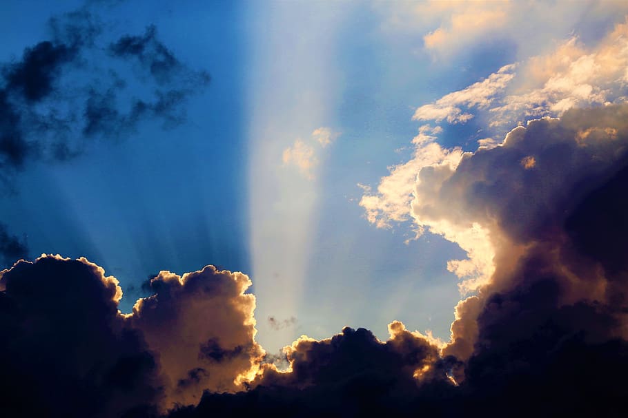 sky, clouds, nature, solar, light, beam, open, air, cloud - sky HD wallpaper