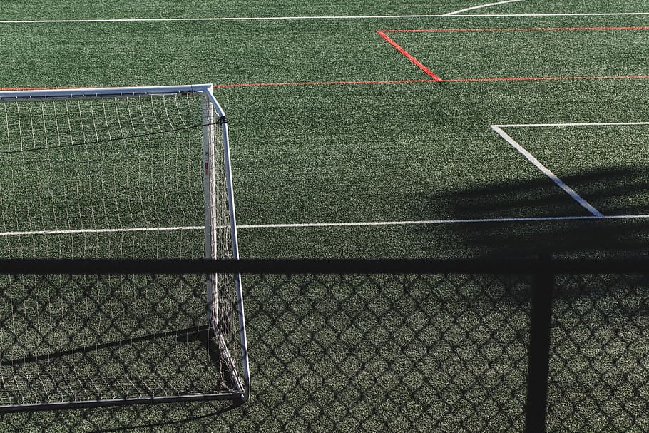 soccer field, sport, no people, team sport, fence, day, grass HD wallpaper