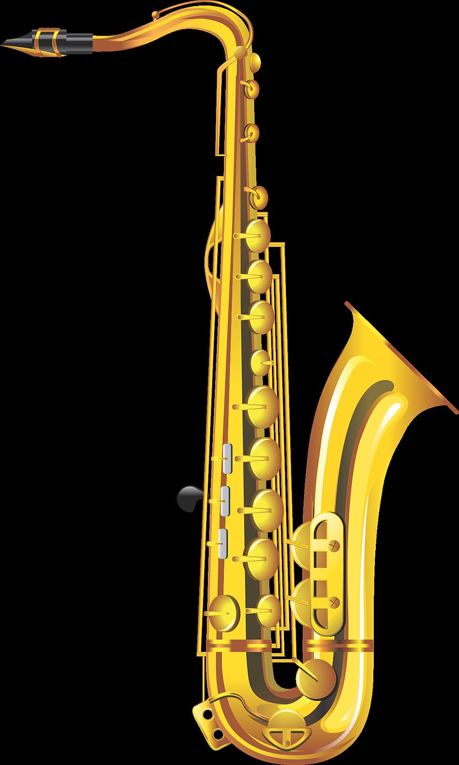saxophone, graphic, graphical, object, music, musical, yellow HD wallpaper