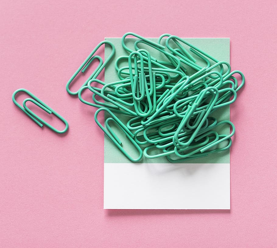 Green Paper Clip Lot, attachment, backdrop, background, card