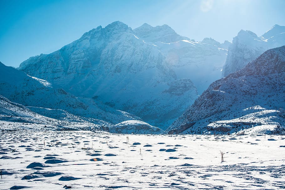 winter, snow, cold, mountain, sky, frozen, outdoors, snowflake HD wallpaper