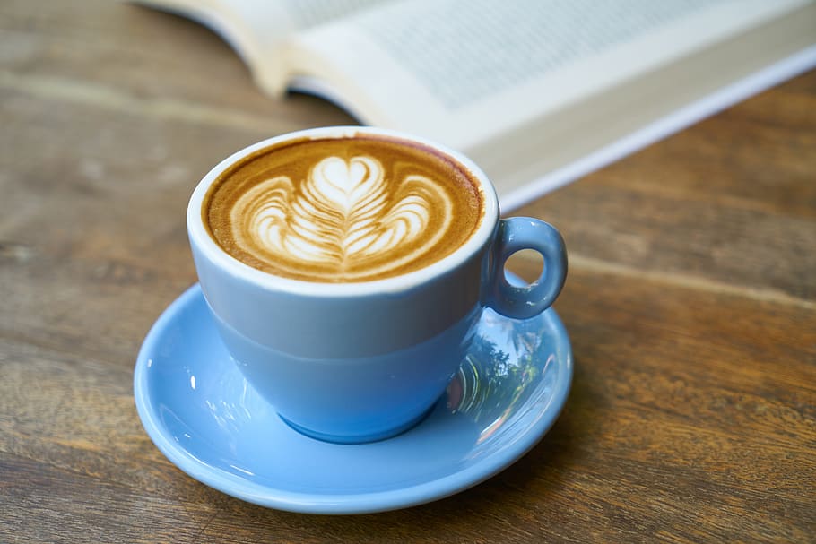 Filled Blue Cup on Saucer, background, beverage, blur, break HD wallpaper