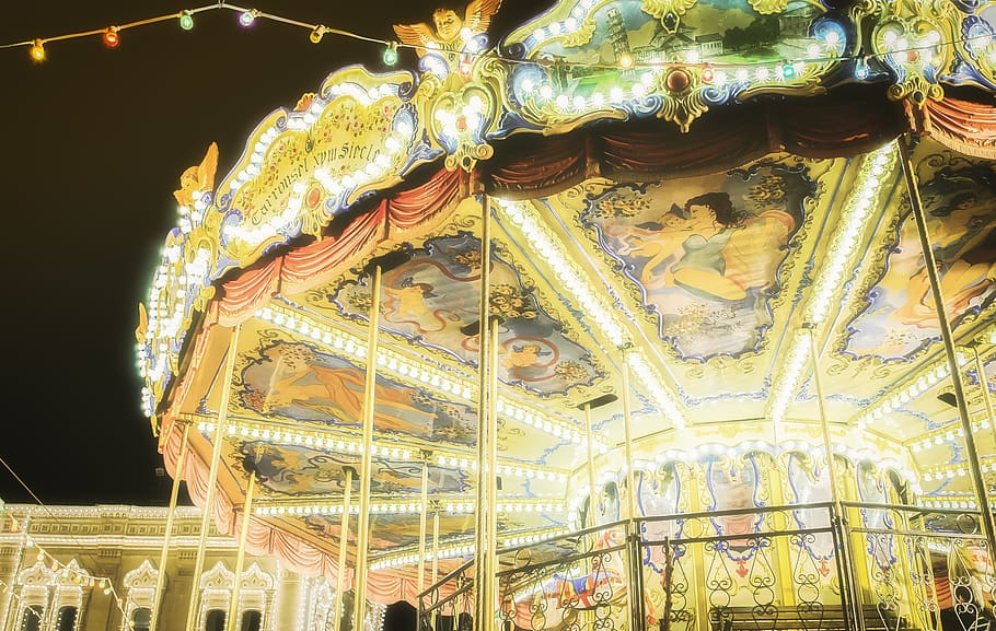 carousel, christmas, christmas light, amusement park, arts culture and entertainment HD wallpaper