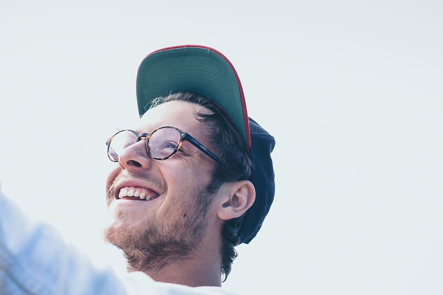 man wearing eyeglasses, headshot, beard, portrait, smiling, one person HD wallpaper