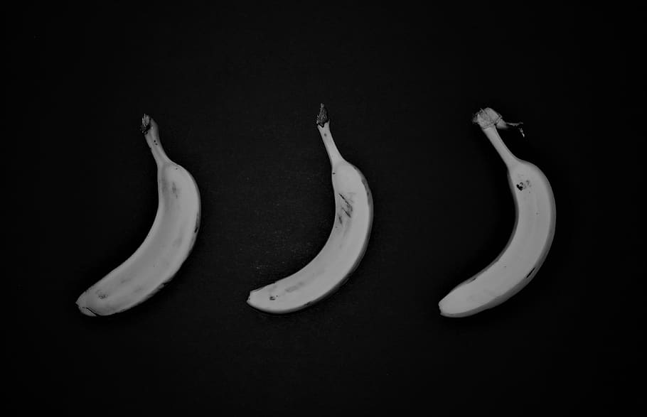 backround, wallpaper, three, triple, banana, bananas, black and white HD wallpaper