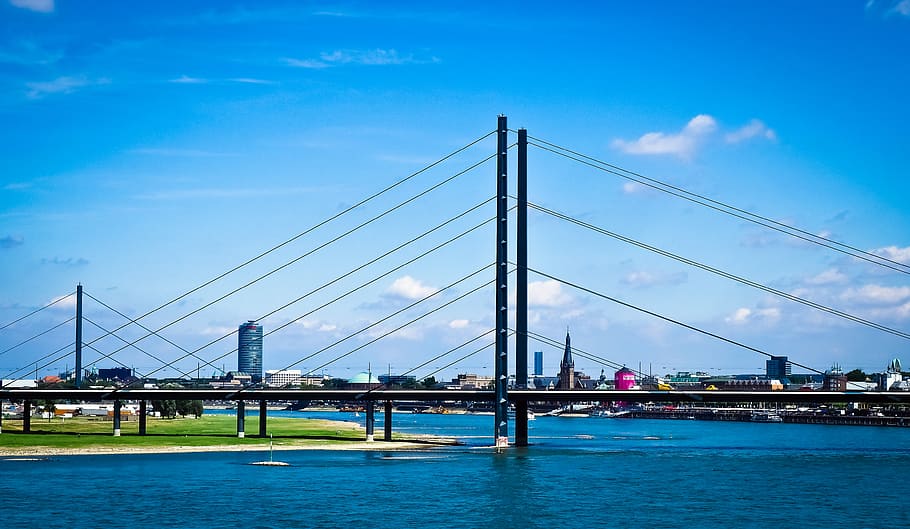 Black Bridge during Daytime, architecture, blue, buildings, city HD wallpaper