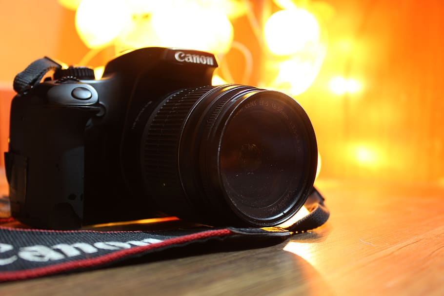 camera, canon, lights, technology, camera - photographic equipment HD wallpaper