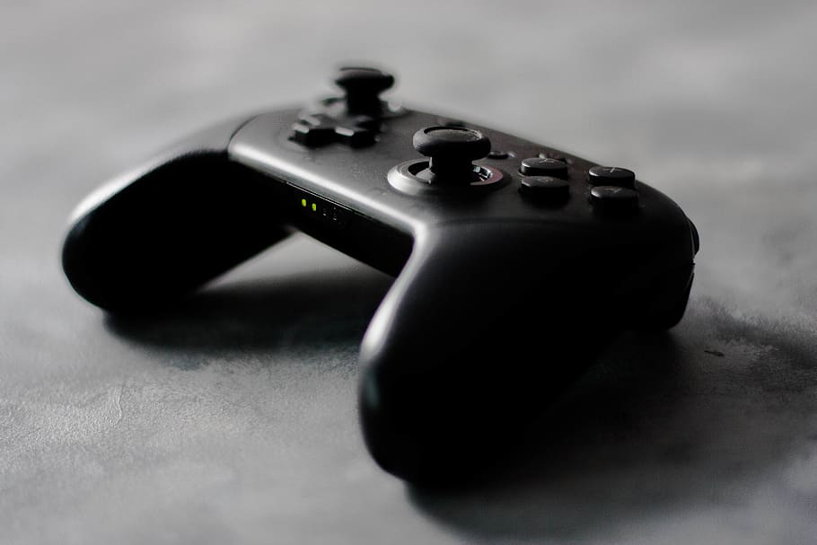 black wireless game controller, accessories, joystick, electronics HD wallpaper