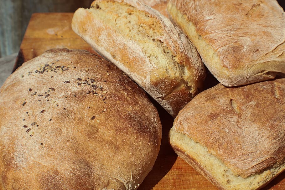 bread on tray, food, bread loaf, french loaf, freshness, food and drink HD wallpaper