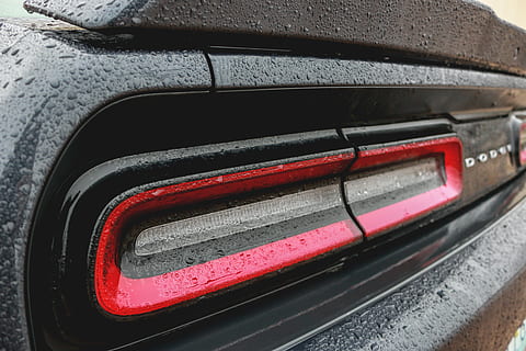 car, file binder, dodge, spoiler, rear, taillights, challenger HD wallpaper