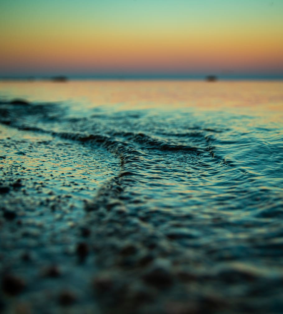 water, wave, splash, bay, evening, sunset, landscape, beach HD wallpaper
