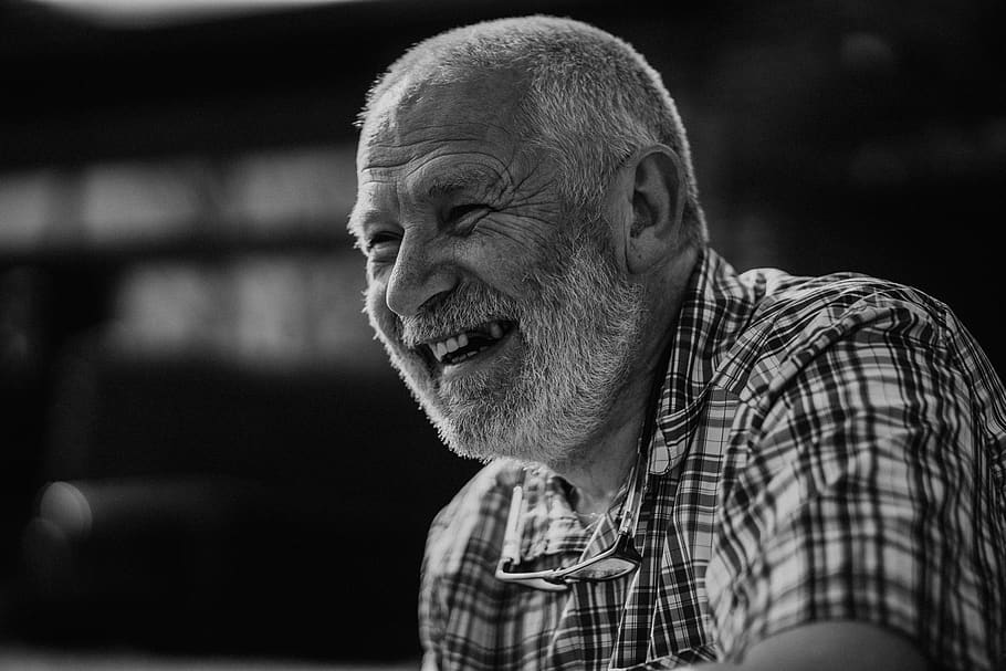 man in collared top, person, face, human, beard, portrait, smile HD wallpaper