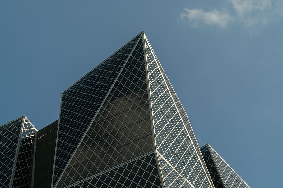 gray glass structure, triangle, kaohsiung, taiwan, building, architecture, HD wallpaper