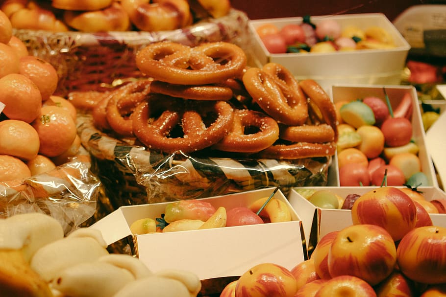food, bread, cracker, market, fruits, christmas, pretzel, shop HD wallpaper