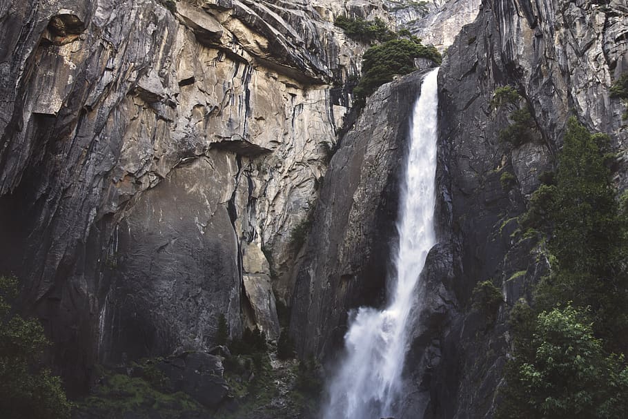 waterfalls low angle photography, river, outdoors, cliff, united states HD wallpaper