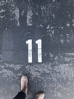 Person Standing On Concrete Floor With Number 11 Paint, boots HD wallpaper