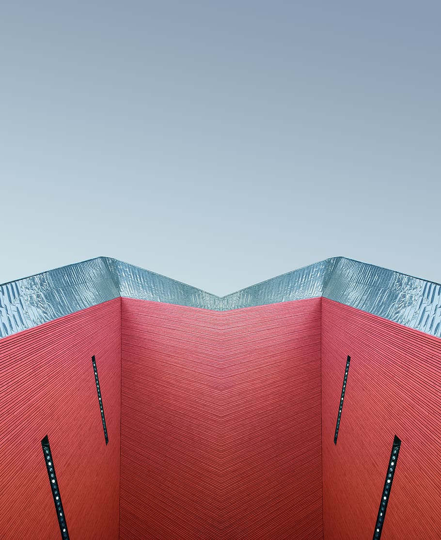 red and blue architectural photography, building, architecture HD wallpaper