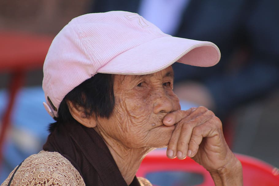 thai, elderly, woman, old, asia, headshot, adult, one person.