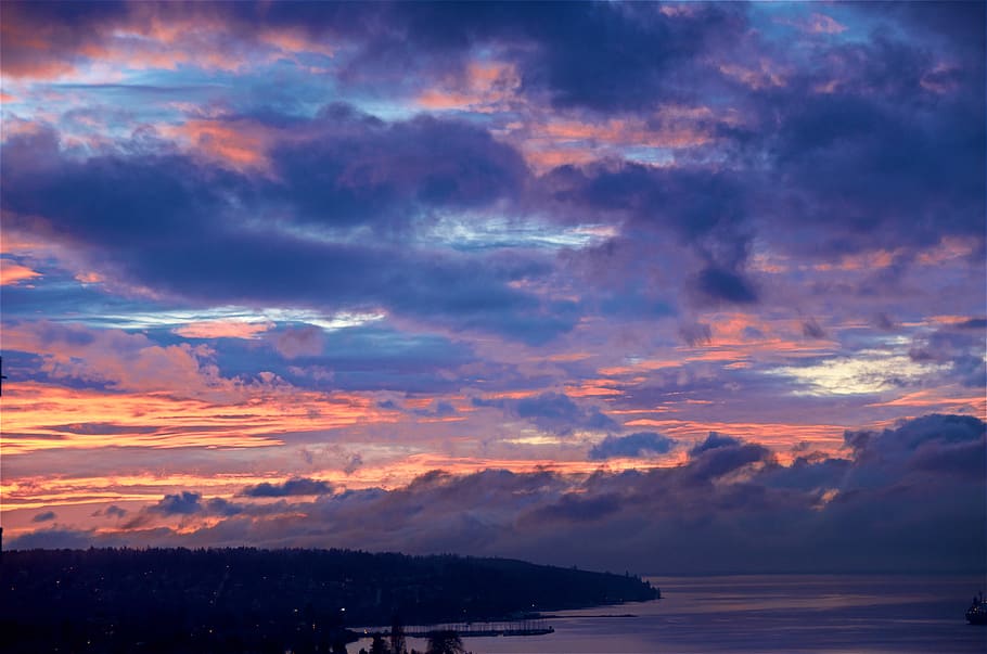canada, vancouver, central, sunset, cloud, ocean, cloud - sky HD wallpaper