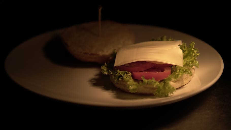 food, burger, bread, lowlight, hamburger, kitchen, hot kitchen HD wallpaper