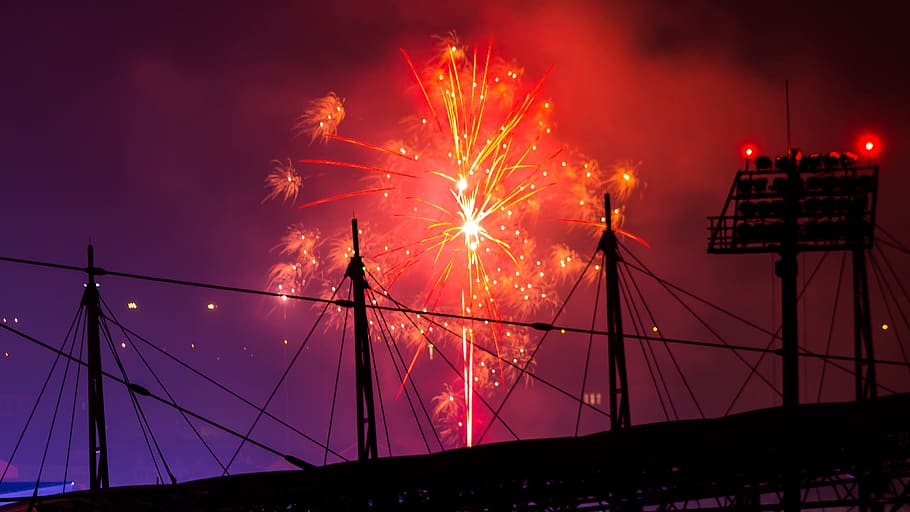 Photo of Fireworks during Night Time, backlit, celebration, colors HD wallpaper