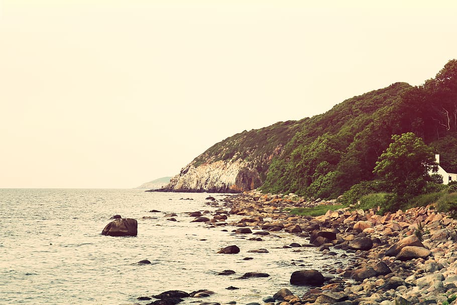 coast, rocks, shore, ocean, sea, horizon, sky, nature, water HD wallpaper