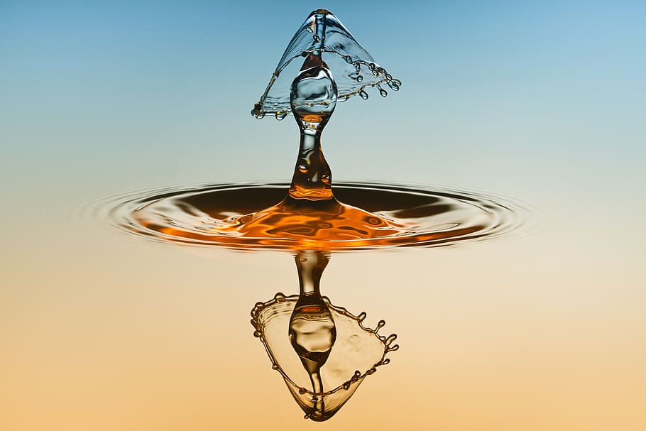 water, drip, mirroring, wet, did, drop of water, splashing, HD wallpaper