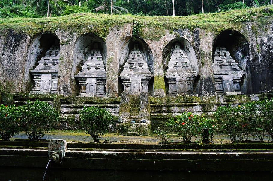 indonesia, pura gunung kawi, temple, trees, bali, architecture, HD wallpaper