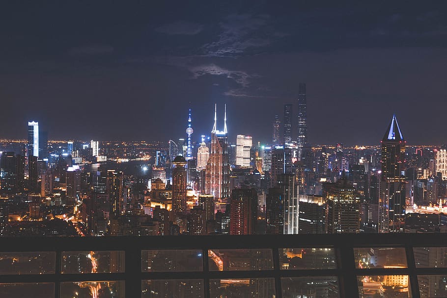 beautiful, 2018, sky, light, night, city, china, shanghai, architecture HD wallpaper
